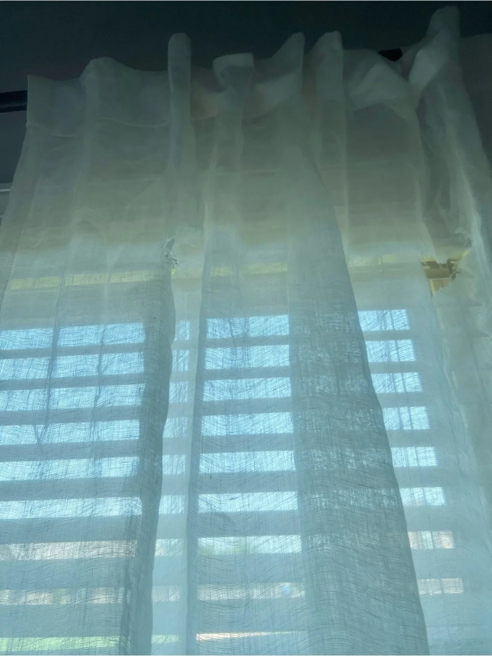 SALE — Pottery Barn *Ripped* Ivory Sheer Linen Curtain Panel